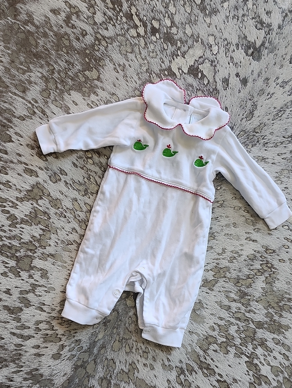 Little English Romper Whale Embrodiery Sz3M